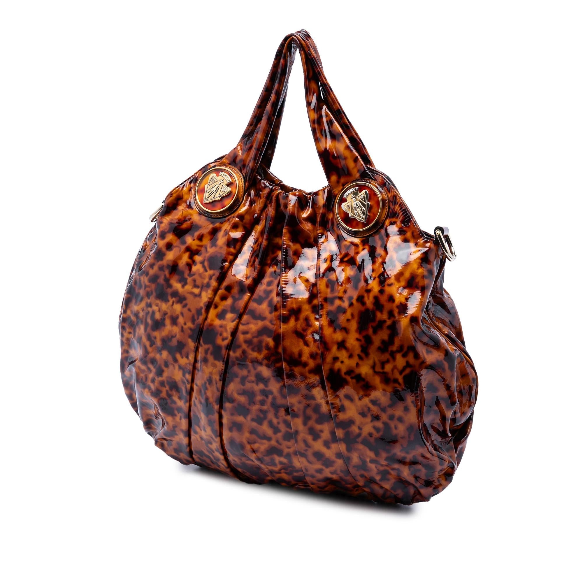 Gucci Large Patent Tortoise Shell Hysteria Satchel