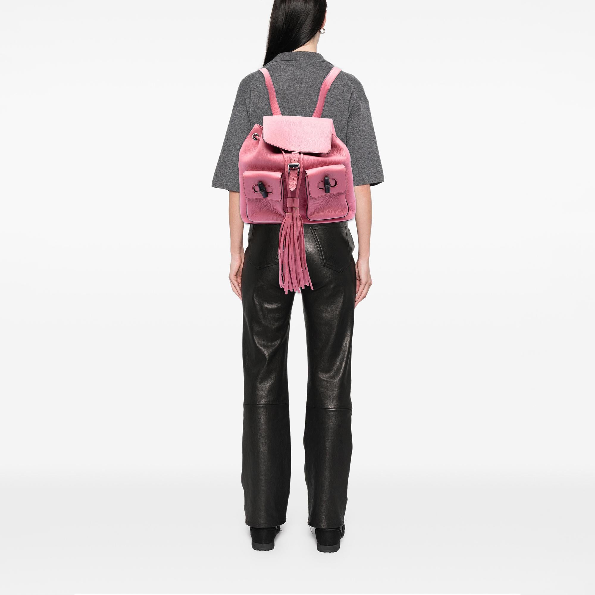 Gucci Leather Bamboo Tassel Backpack