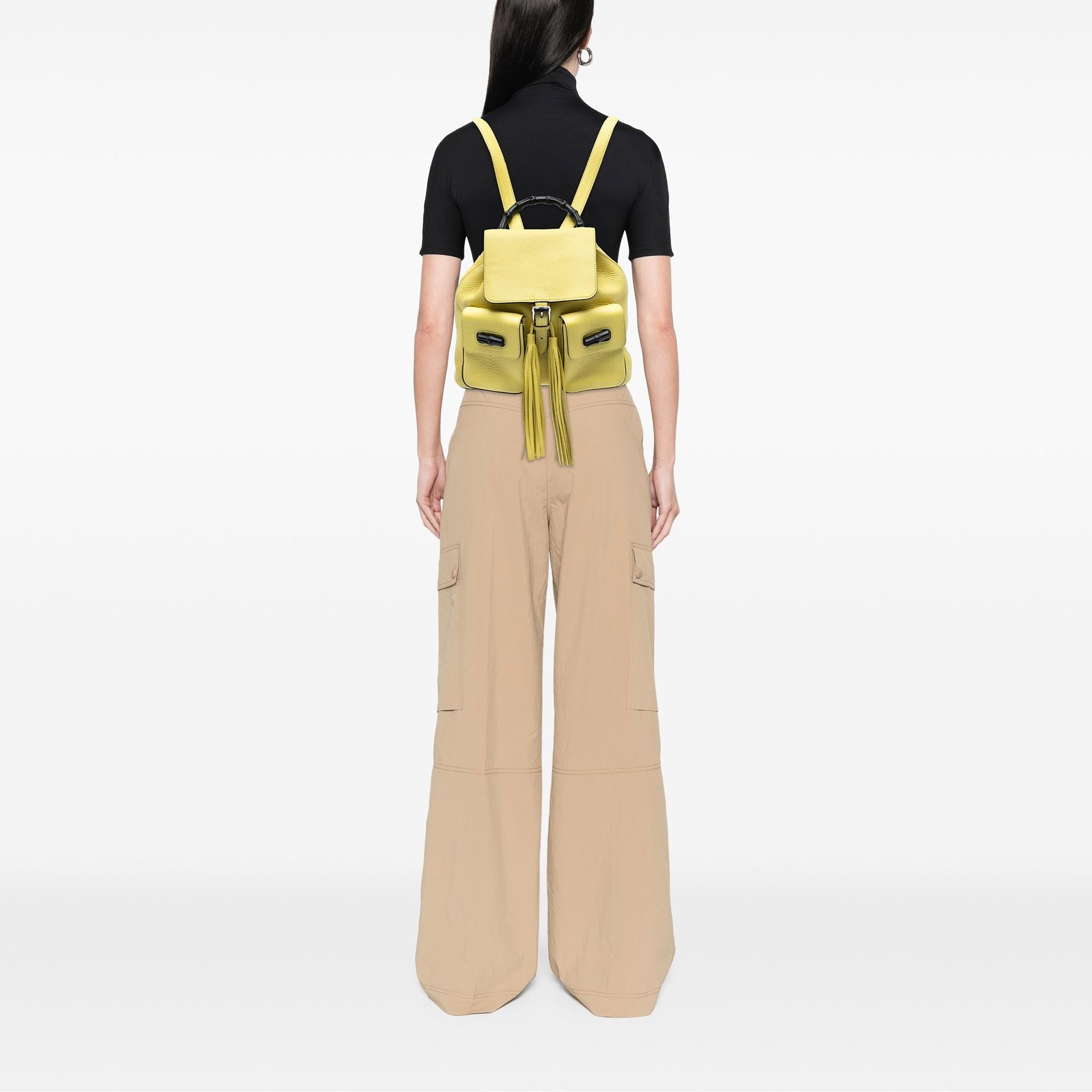 Gucci Leather Bamboo Tassel Backpack
