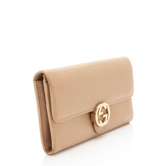 Gucci Leather Interlocking G Continental Wallet