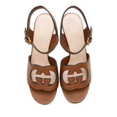 Gucci Leather Interlocking G Cutout Platform Sandals - Size 9 / 39