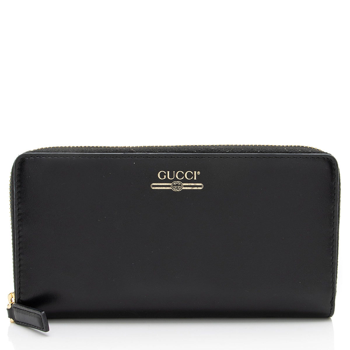 Gucci Leather Logo Print Zip Around Wallet
