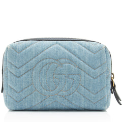 Gucci Matelasse Denim Pearl GG Marmont Cosmetic Case