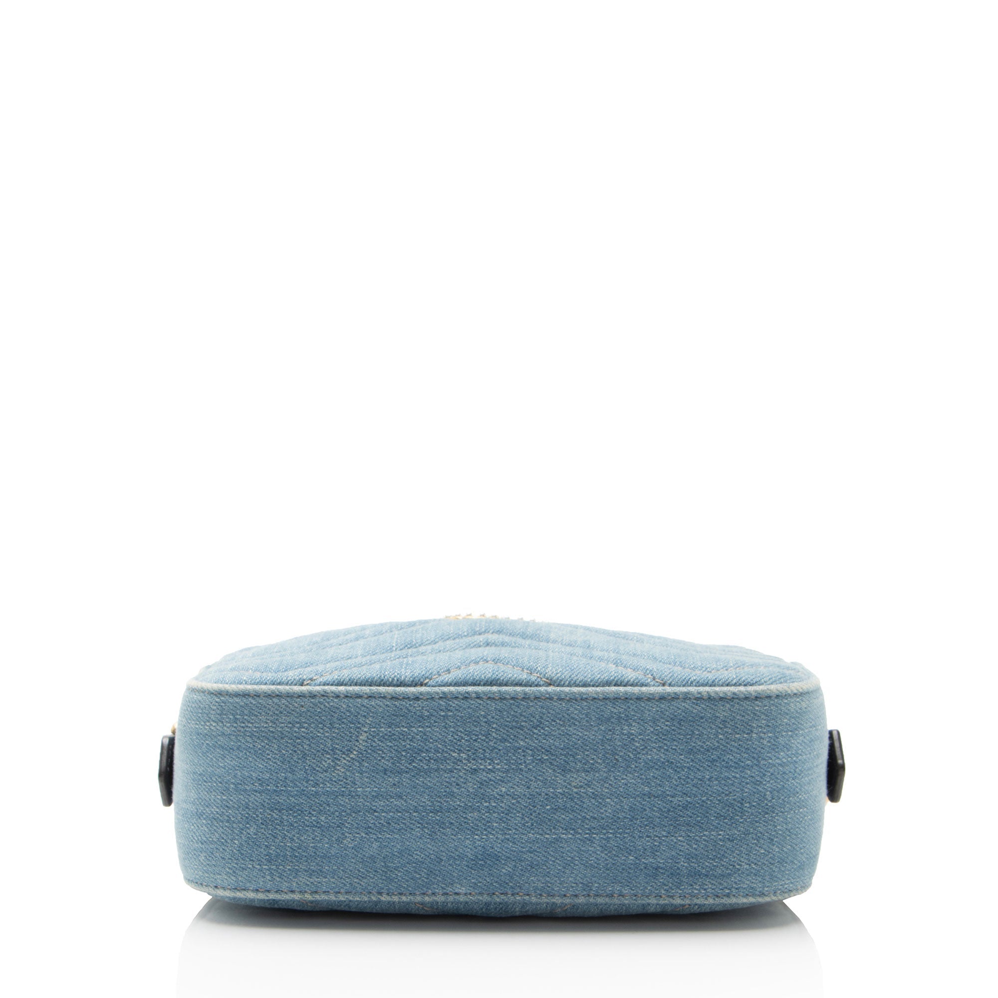 Gucci Matelasse Denim Pearl GG Marmont Mini Camera Bag