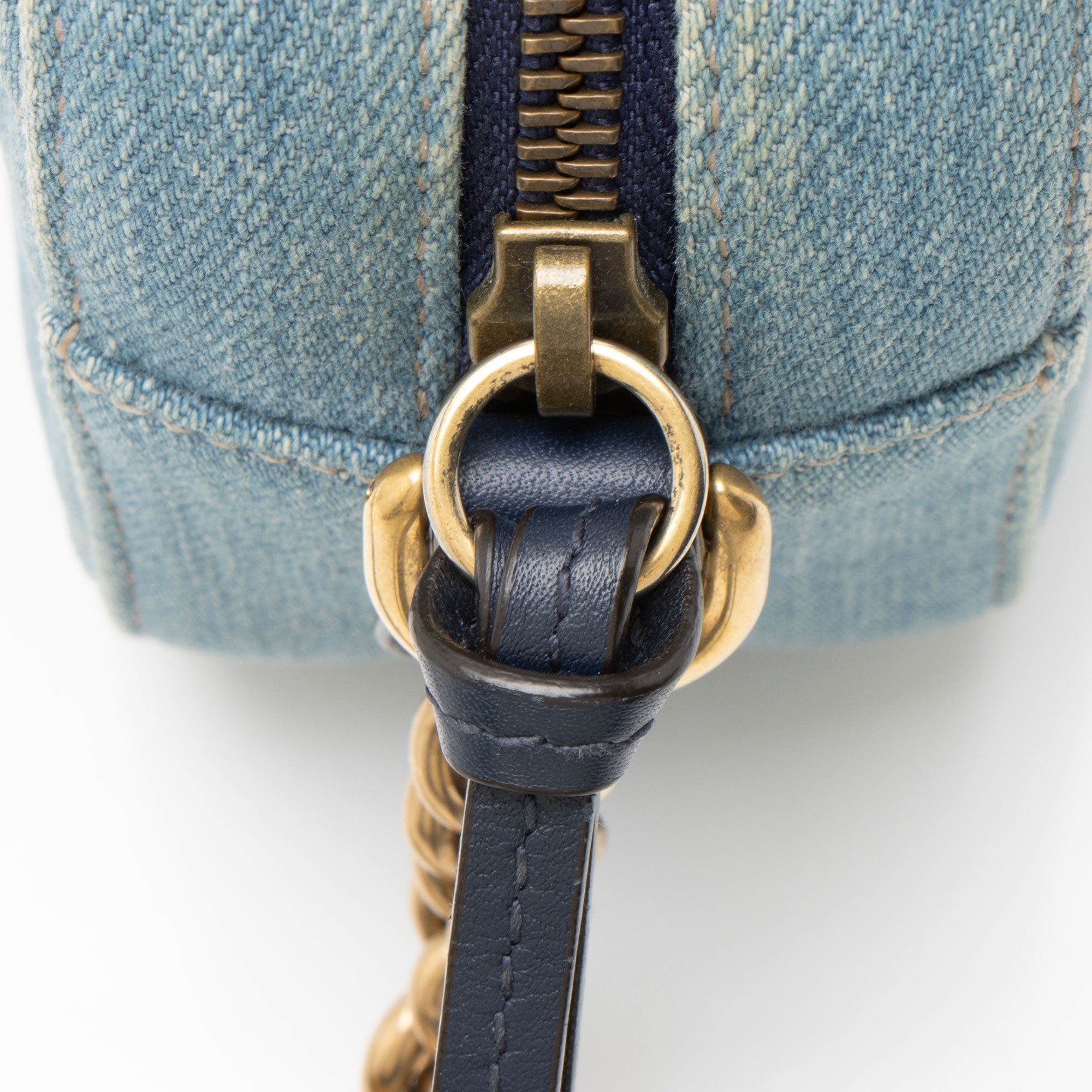 Gucci Matelasse Denim Pearl GG Marmont Mini Camera Bag