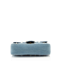 Gucci Matelasse Denim Pearl GG Marmont Small Flap Bag