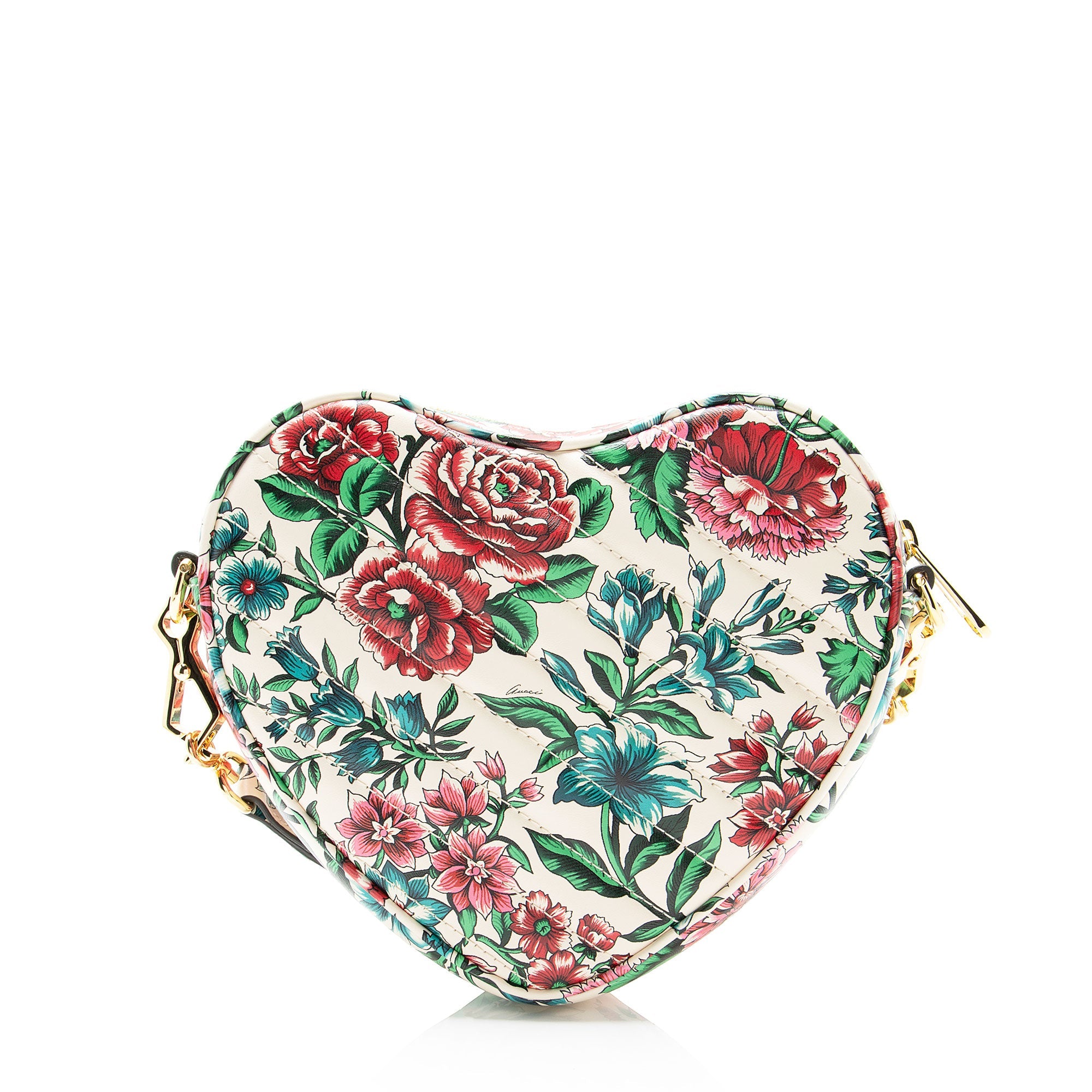 Gucci Matelasse Leather Brit Roses Interlocking G Heart Mini Shoulder Bag