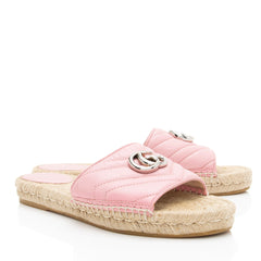 Gucci Matelasse Leather GG Marmont Espadrille Slide Sandals - Size 9.5 / 39.5
