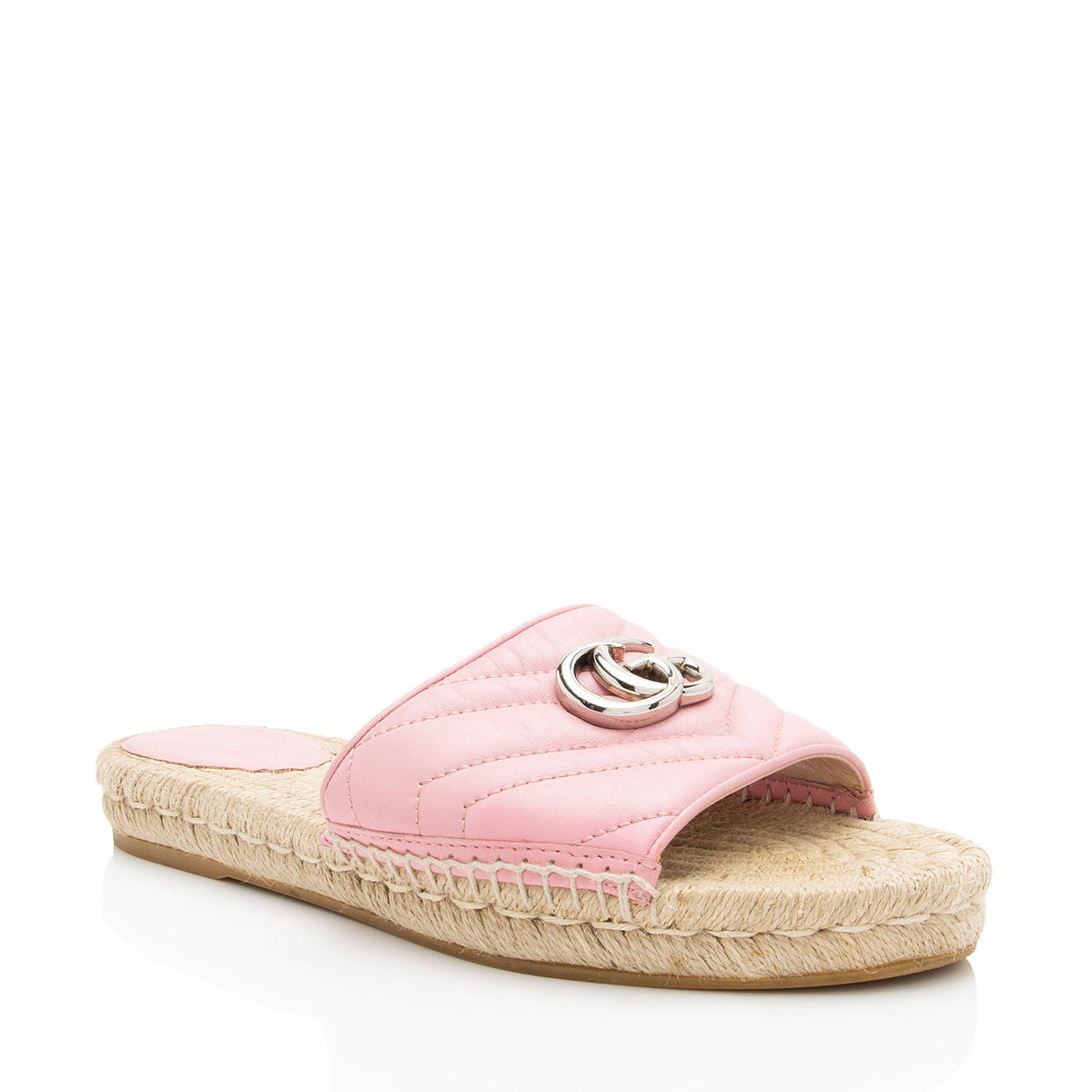 Gucci Matelasse Leather GG Marmont Espadrille Slide Sandals - Size 9.5 / 39.5
