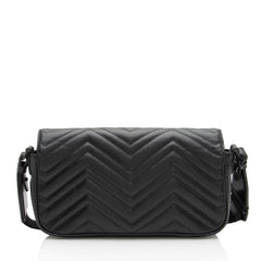 Gucci Matelasse Leather GG Marmont Monochrome Small Flap Bag