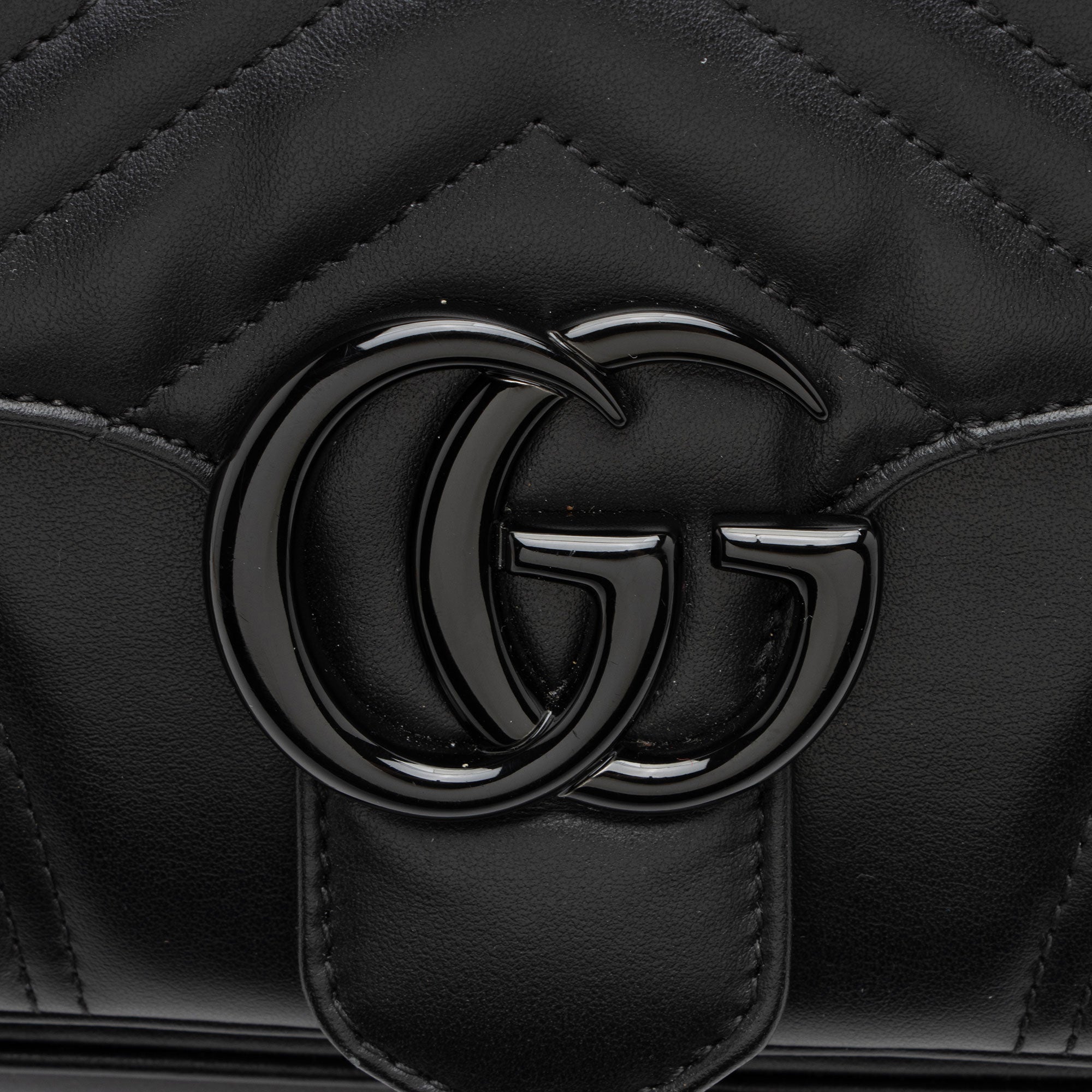 Gucci Matelasse Leather GG Marmont Monochrome Small Flap Bag