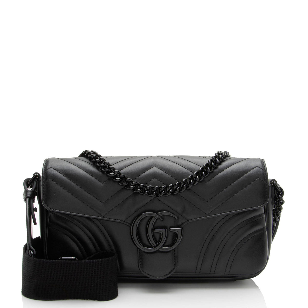 Gucci Matelasse Leather GG Marmont Monochrome Small Flap Bag