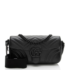 Gucci Matelasse Leather GG Marmont Monochrome Small Flap Bag