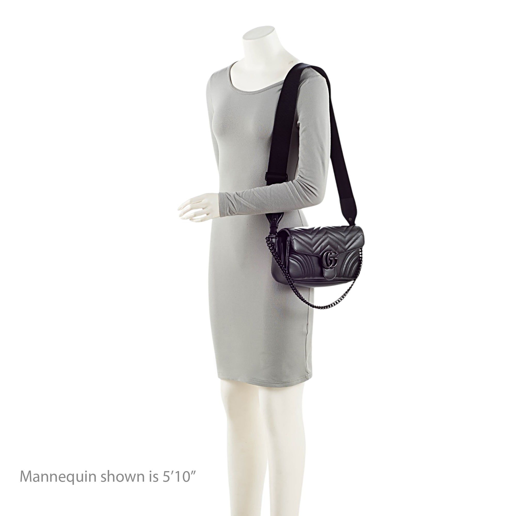 Gucci Matelasse Leather GG Marmont Monochrome Small Flap Bag