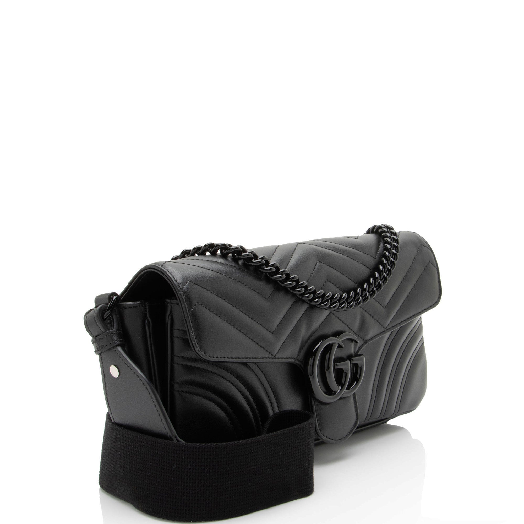 Gucci Matelasse Leather GG Marmont Monochrome Small Flap Bag