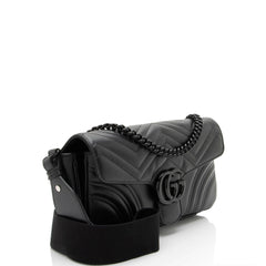 Gucci Matelasse Leather GG Marmont Monochrome Small Flap Bag
