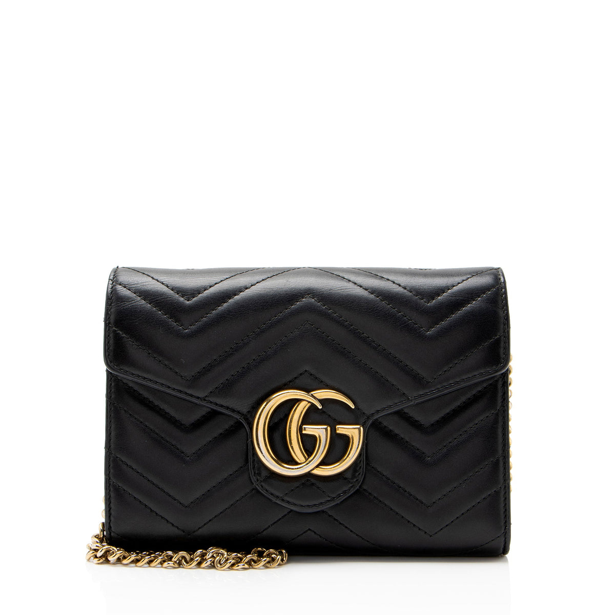 Gucci Matelasse Leather GG Marmont Wallet on Chain