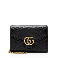 Gucci Matelasse Leather GG Marmont Wallet on Chain