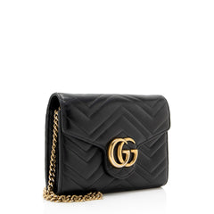 Gucci Matelasse Leather GG Marmont Wallet on Chain