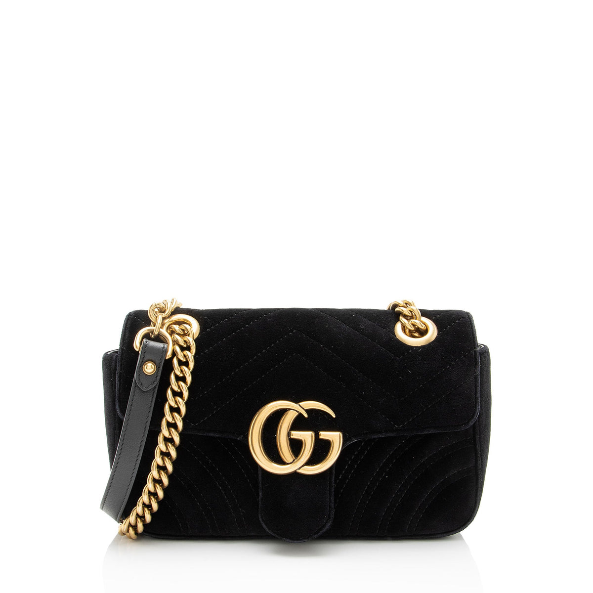 Gucci Matelasse Velvet GG Marmont Small Flap Bag