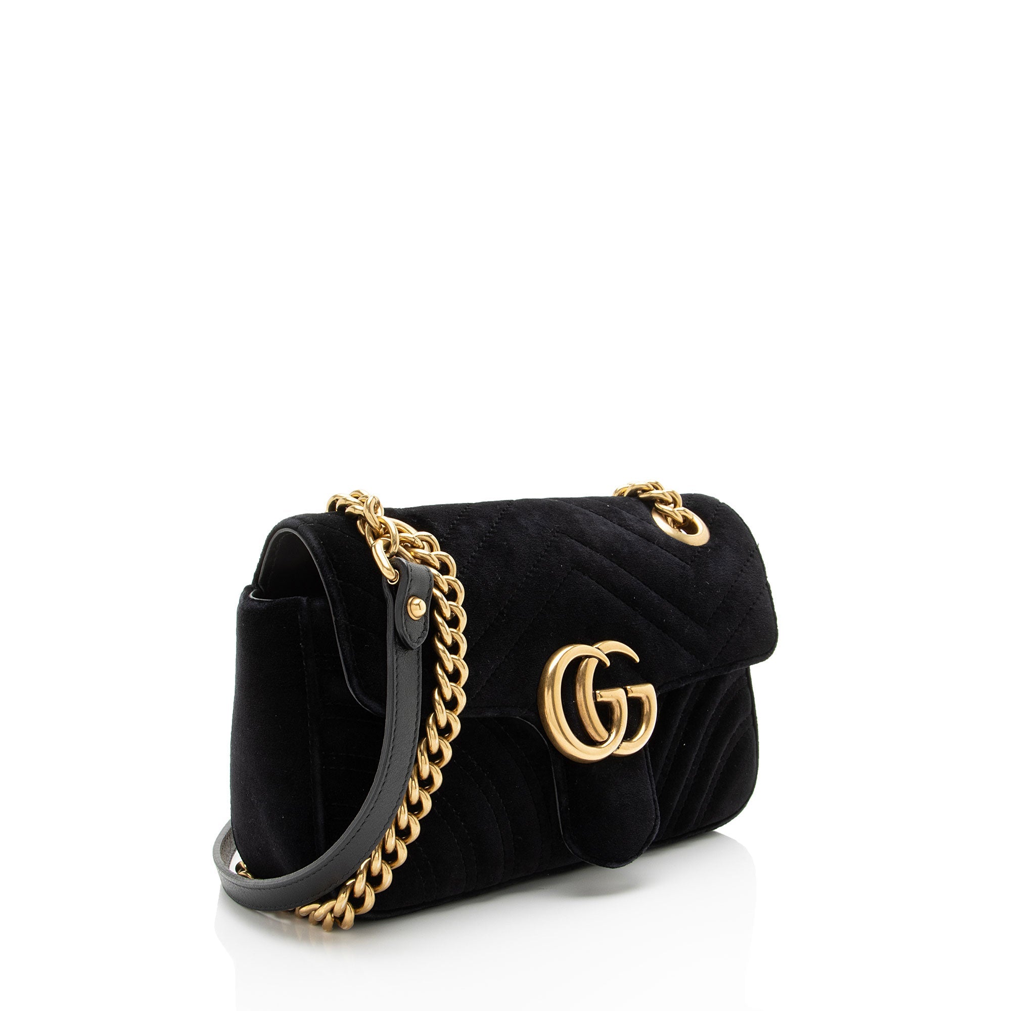 Gucci Matelasse Velvet GG Marmont Small Flap Bag