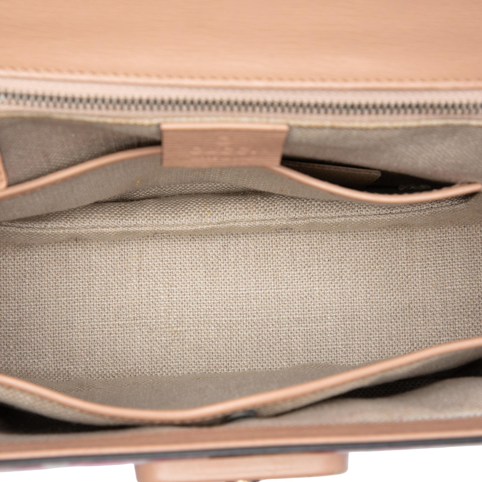 Gucci Medium Calfskin Blooms Bamboo Top Handle Bag