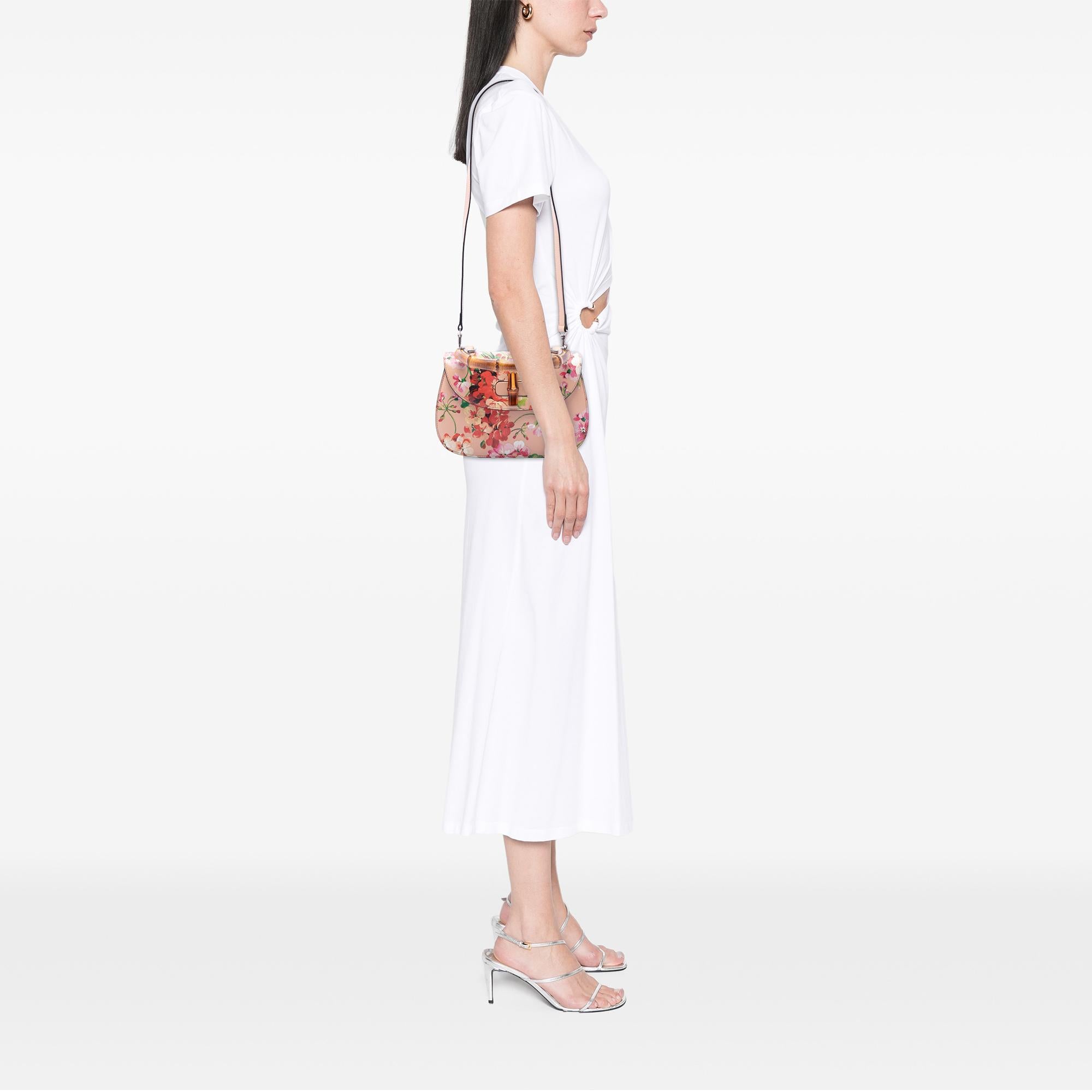Gucci Medium Calfskin Blooms Bamboo Top Handle Bag