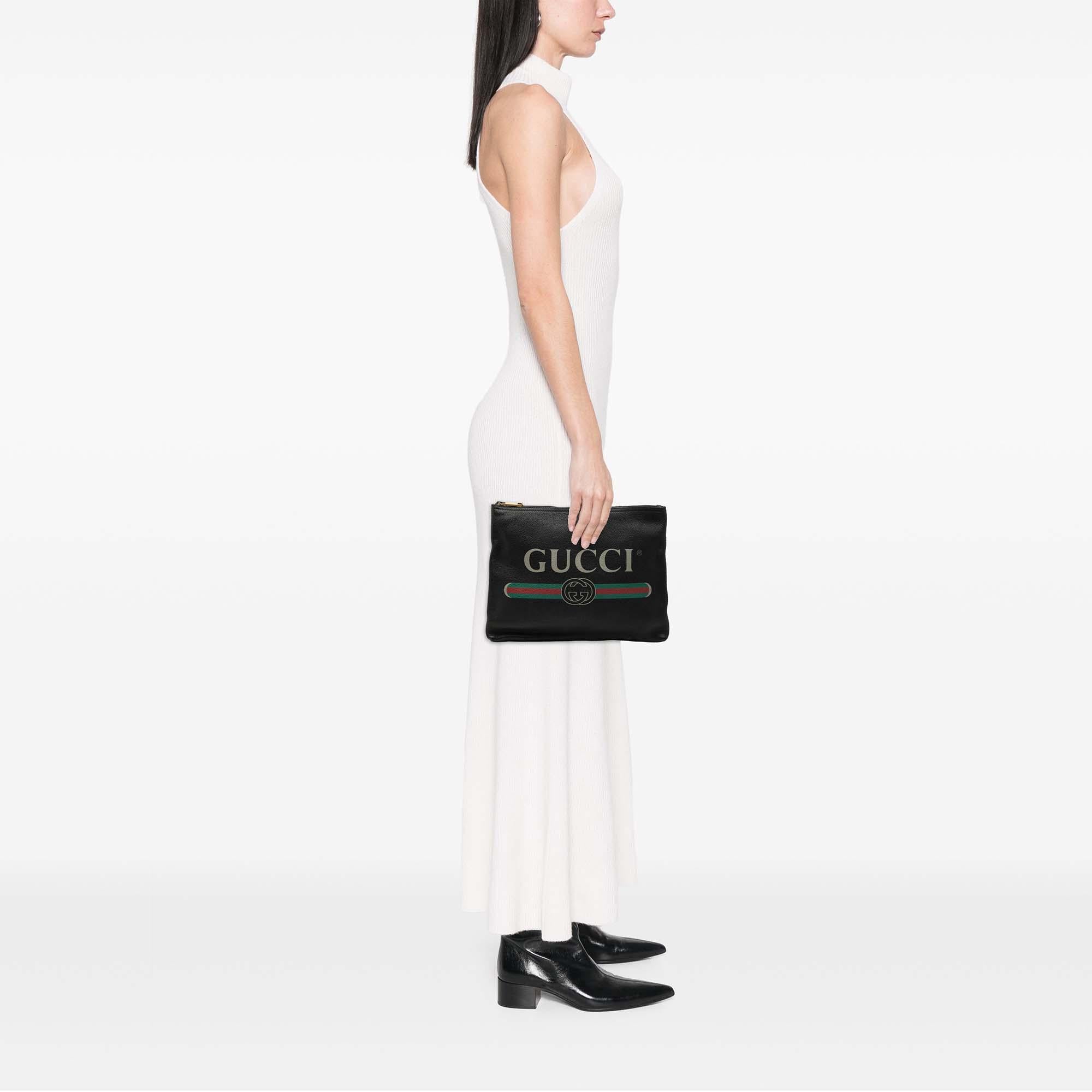 Gucci Medium Calfskin Logo Portfolio Clutch