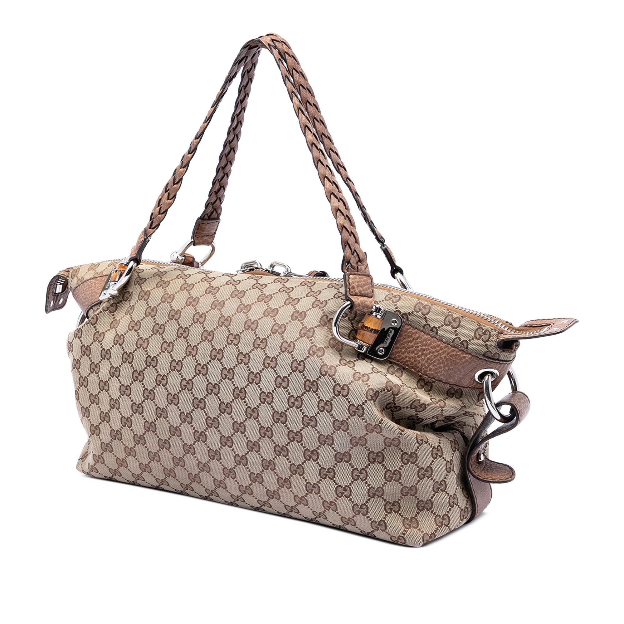 Gucci Medium GG Canvas Bamboo Bar Tote