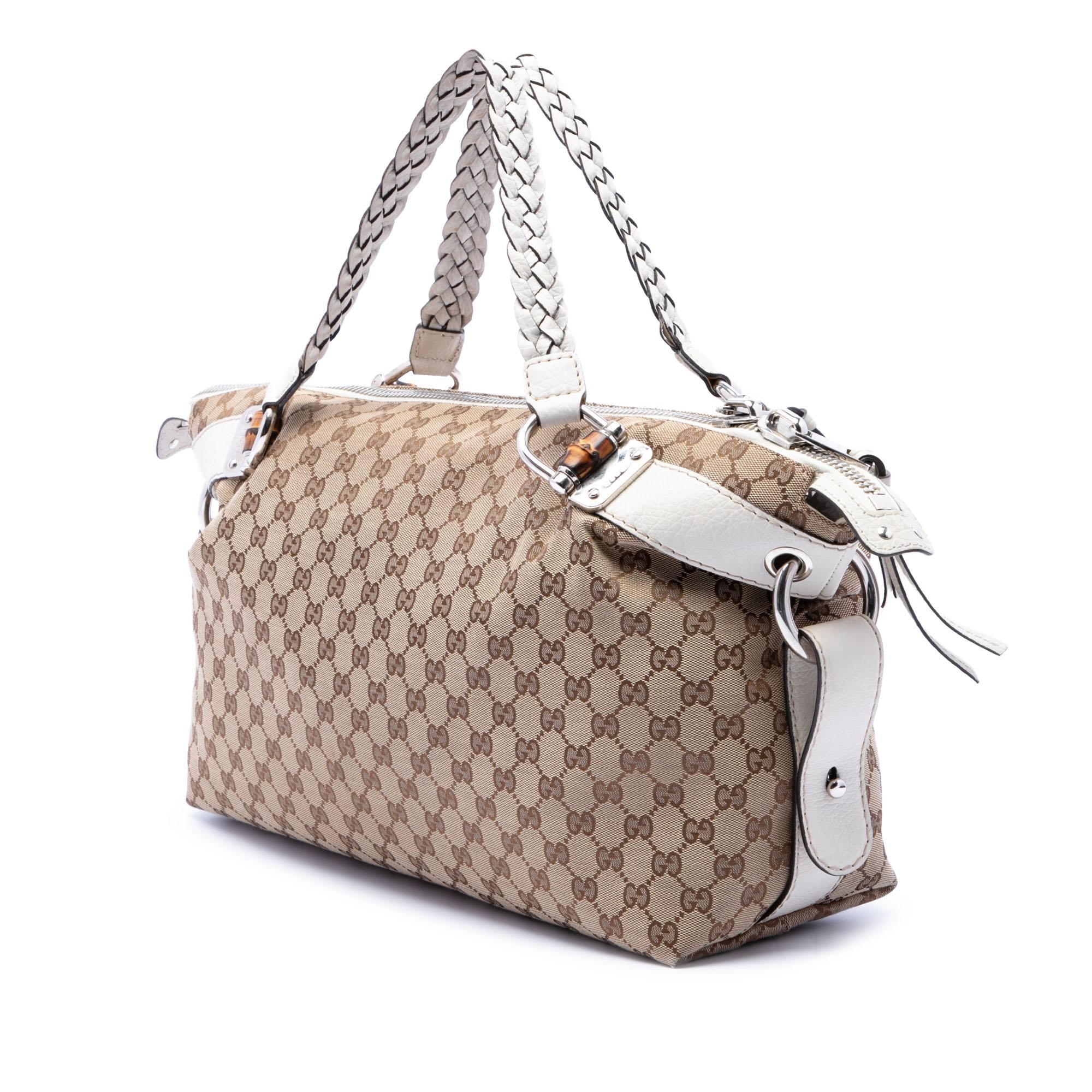 Gucci Medium GG Canvas Bamboo Bar Tote