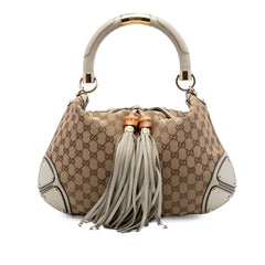 Gucci Medium GG Canvas Bamboo Indy Hobo