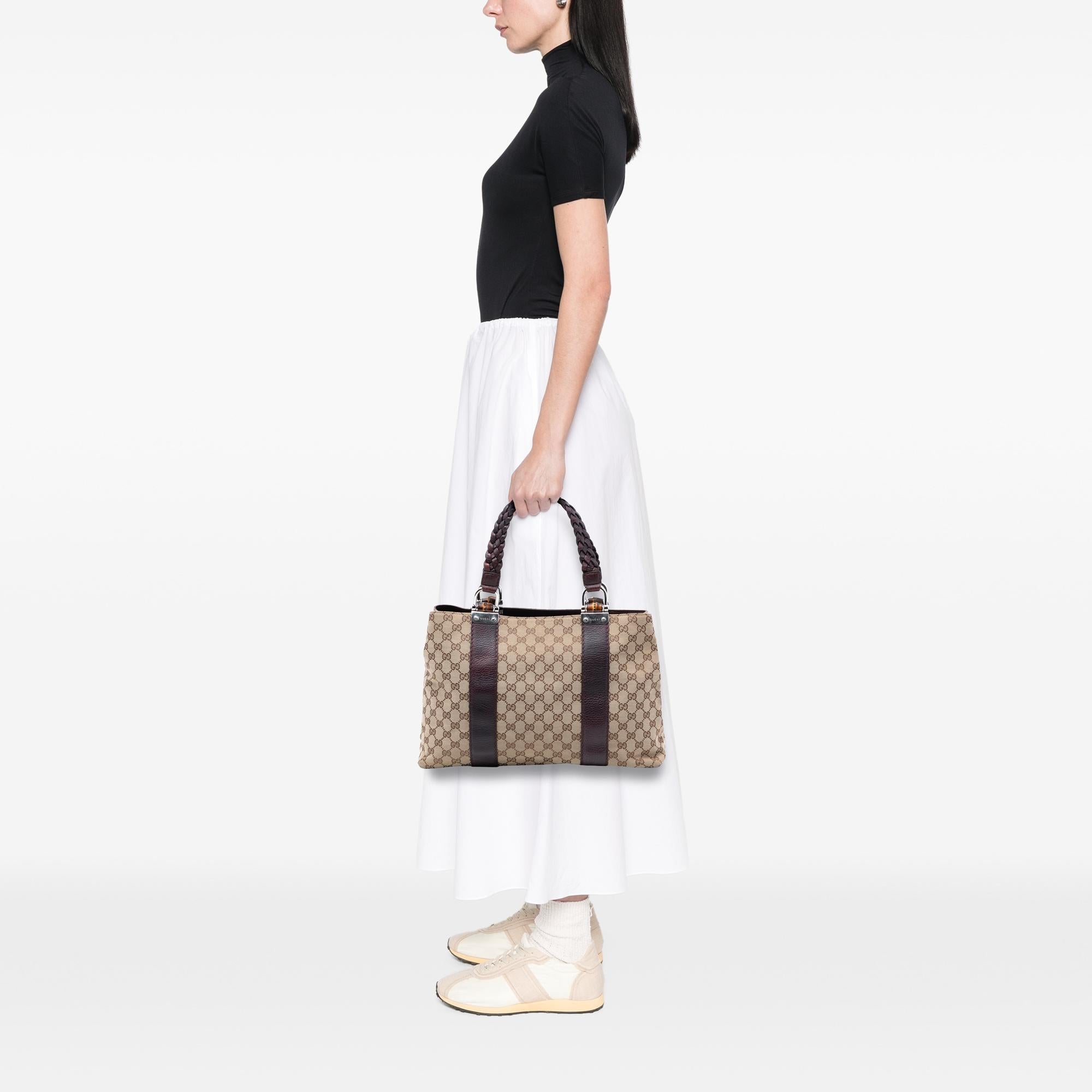 Gucci Medium GG Canvas Bamboo Libeccio Tote