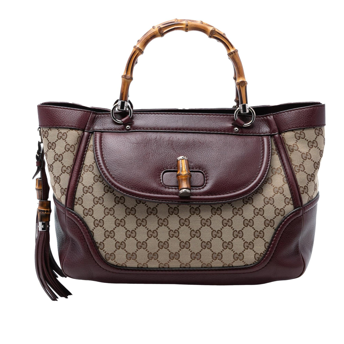 Gucci Medium GG Canvas New Bamboo Tassel Tote