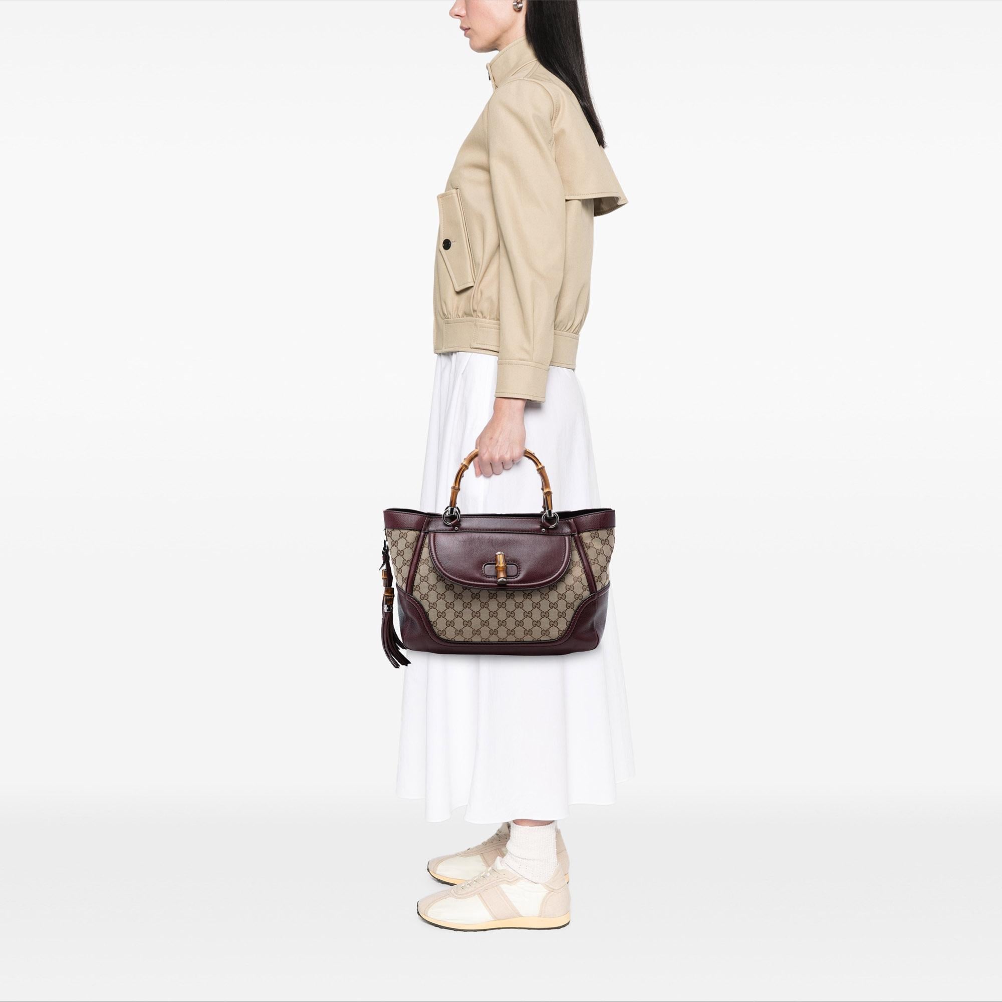 Gucci Medium GG Canvas New Bamboo Tassel Tote