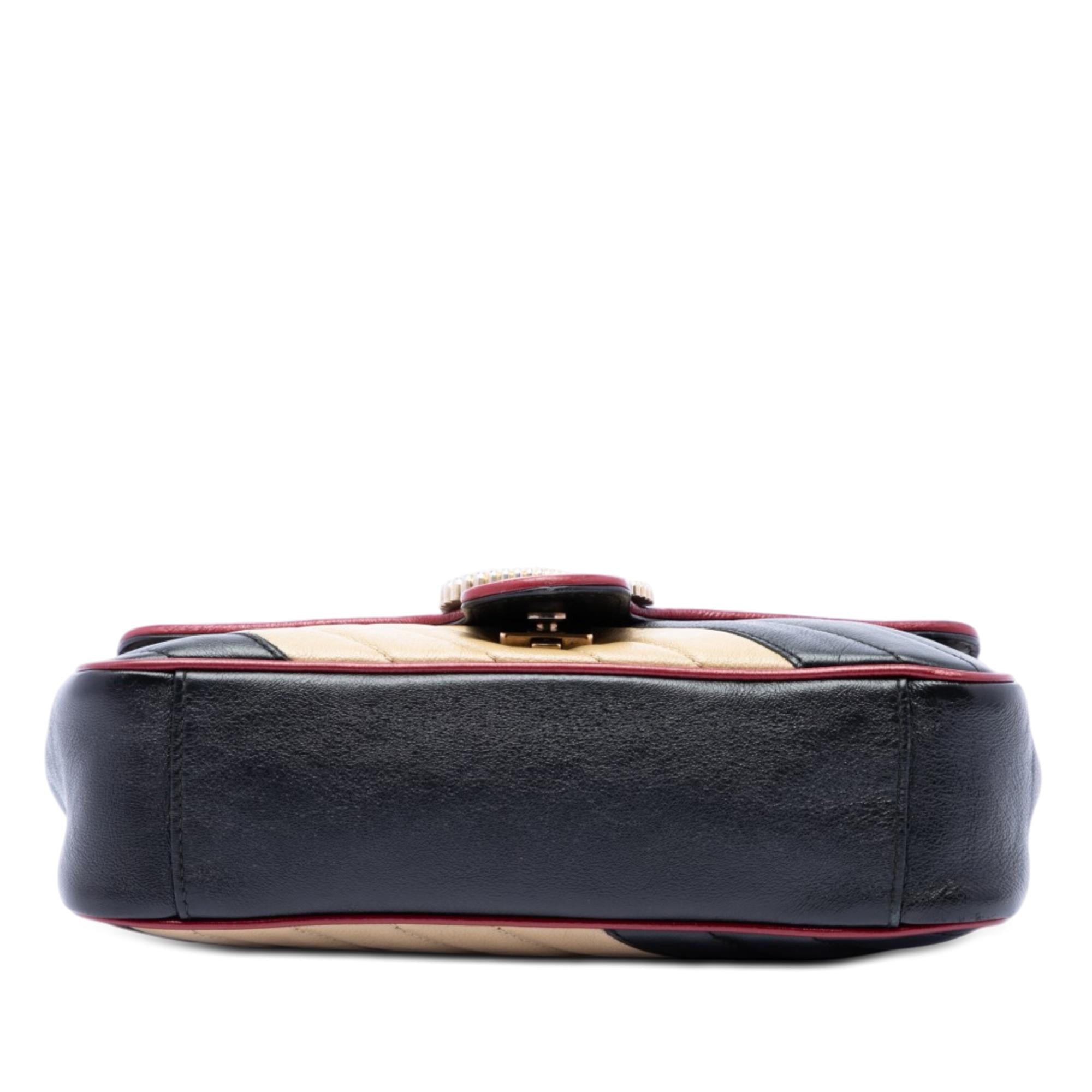 Gucci Medium GG Marmont Bicolor Matelasse Diagonal Leather Torchon Shoulder Bag