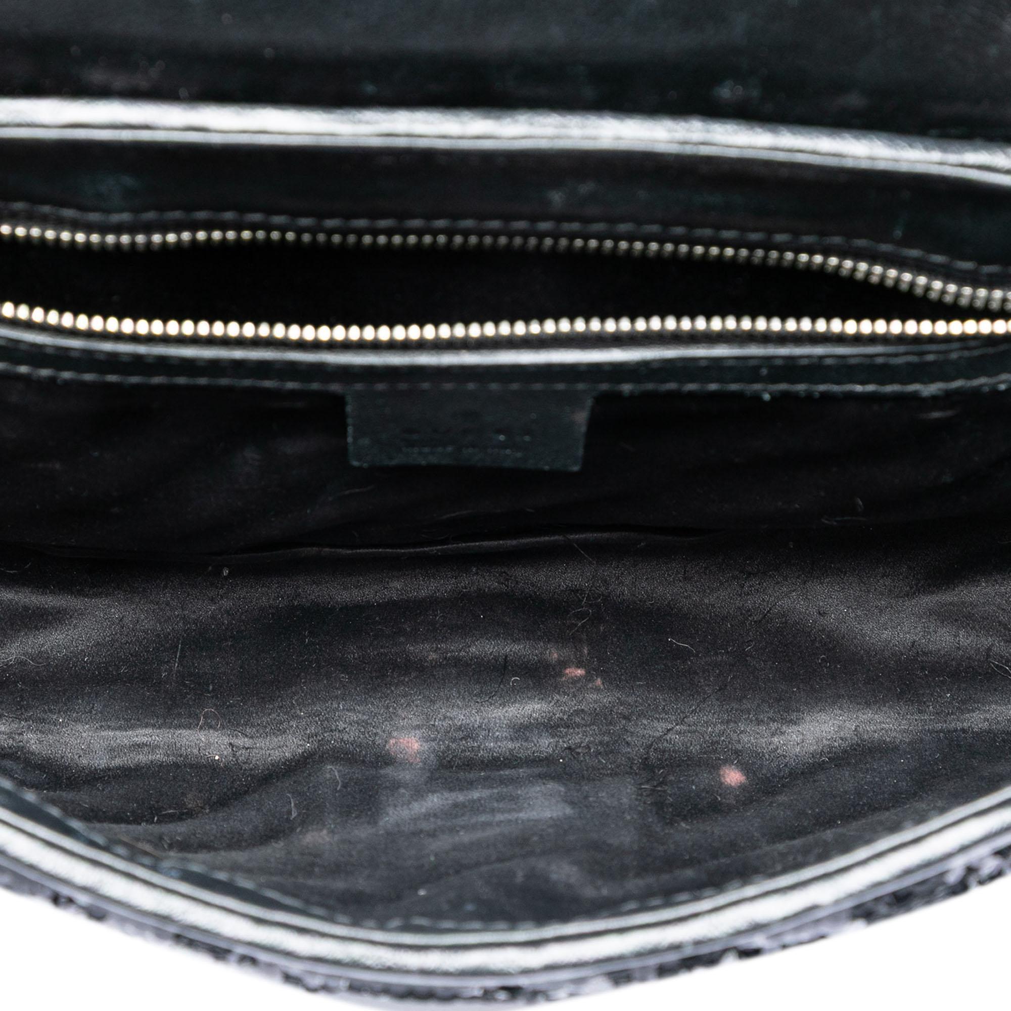 Gucci Medium GG Marmont Matelasse Sequin and Leather Shoulder Bag