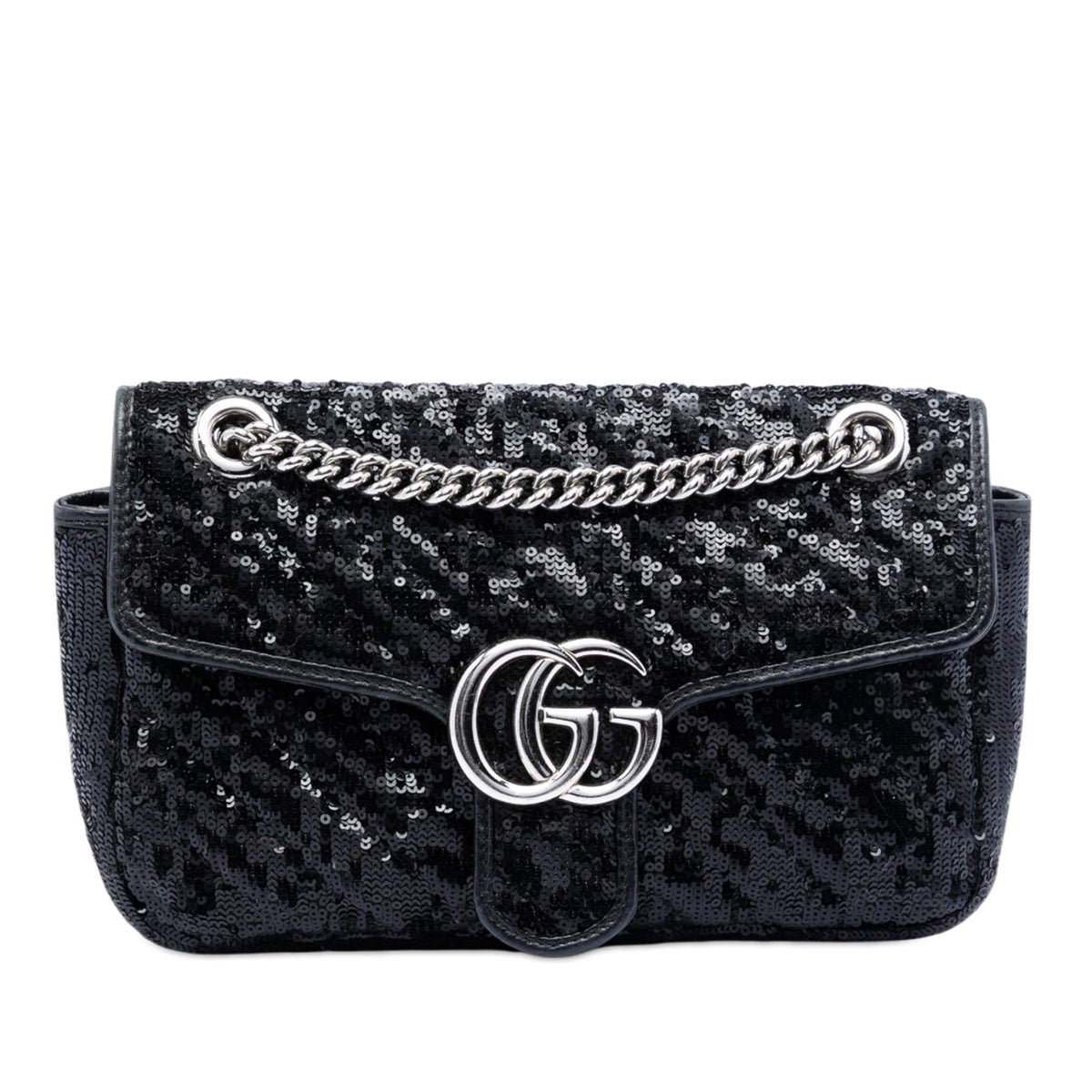 Gucci Medium GG Marmont Matelasse Sequin and Leather Shoulder Bag