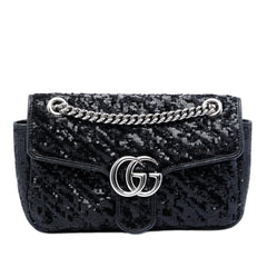 Gucci Medium GG Marmont Matelasse Sequin and Leather Shoulder Bag