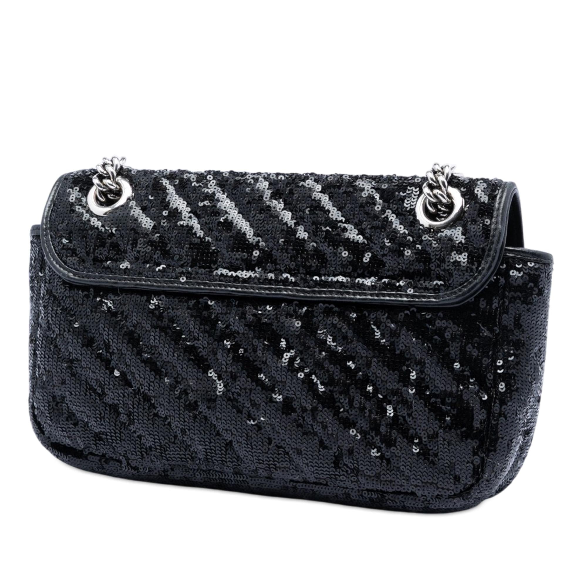Gucci Medium GG Marmont Matelasse Sequin and Leather Shoulder Bag