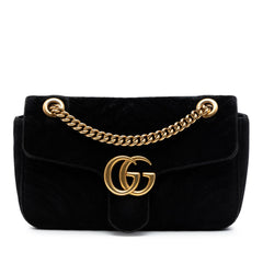 Gucci Medium GG Marmont Matelasse Velvet Shoulder Bag
