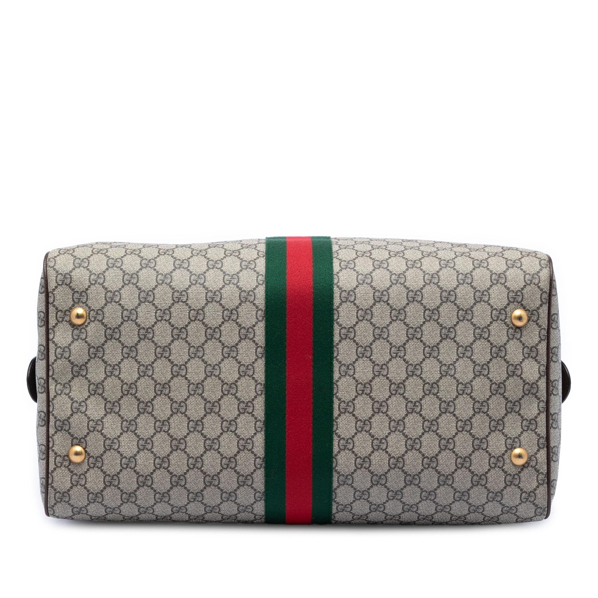 Gucci Medium GG Supreme Web Ophidia Carry On Duffle Bag