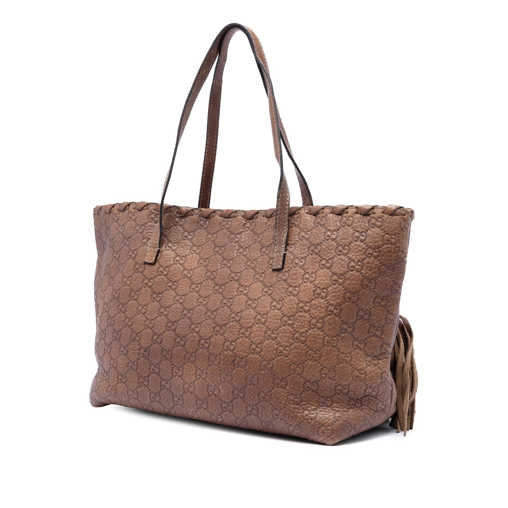 Gucci Medium Guccissima Bamboo Tassel Tote
