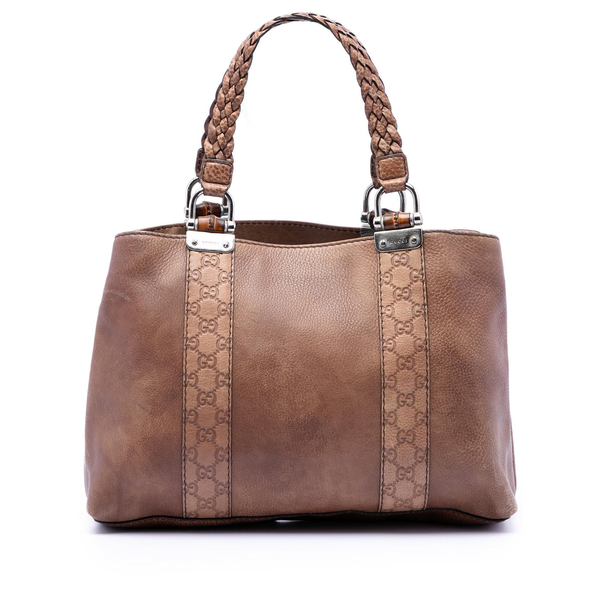 Gucci Medium Guccissima Trimmed Leather Bamboo Libeccio Tote