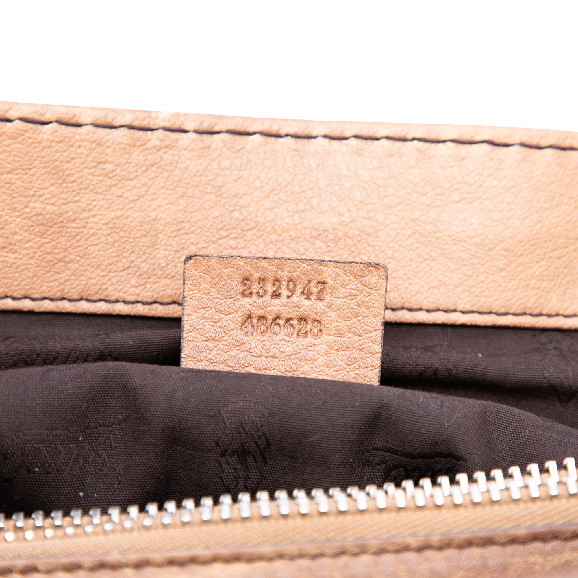 Gucci Medium Guccissima Trimmed Leather Bamboo Libeccio Tote