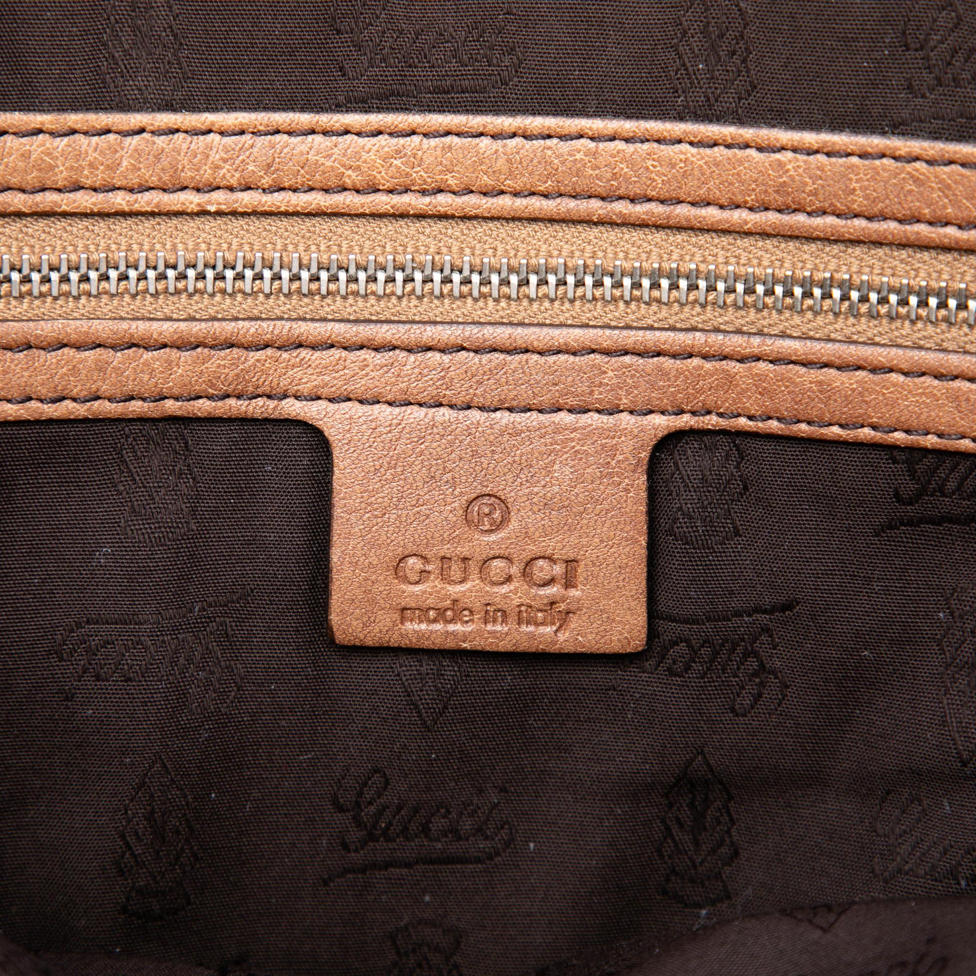 Gucci Medium Guccissima Trimmed Leather Bamboo Libeccio Tote