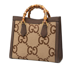 Gucci Medium Jumbo GG Canvas Bamboo Diana Satchel
