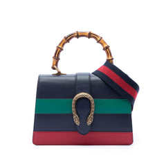 Gucci Medium Leather Bamboo Dionysus Web Satchel
