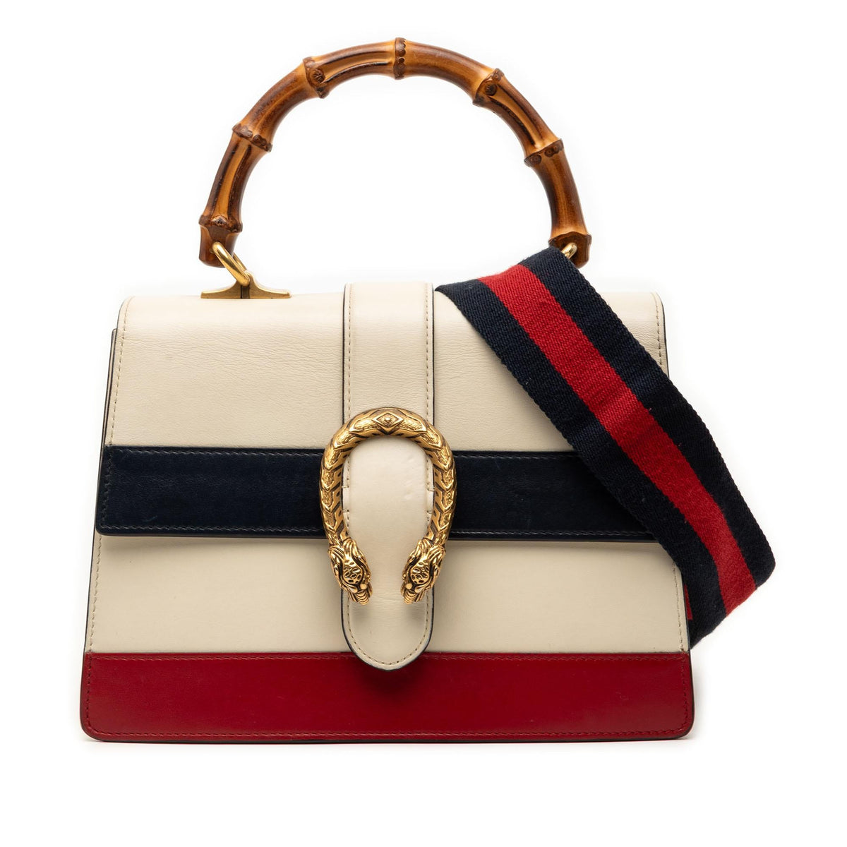 Gucci Medium Leather Bamboo Dionysus Web Satchel