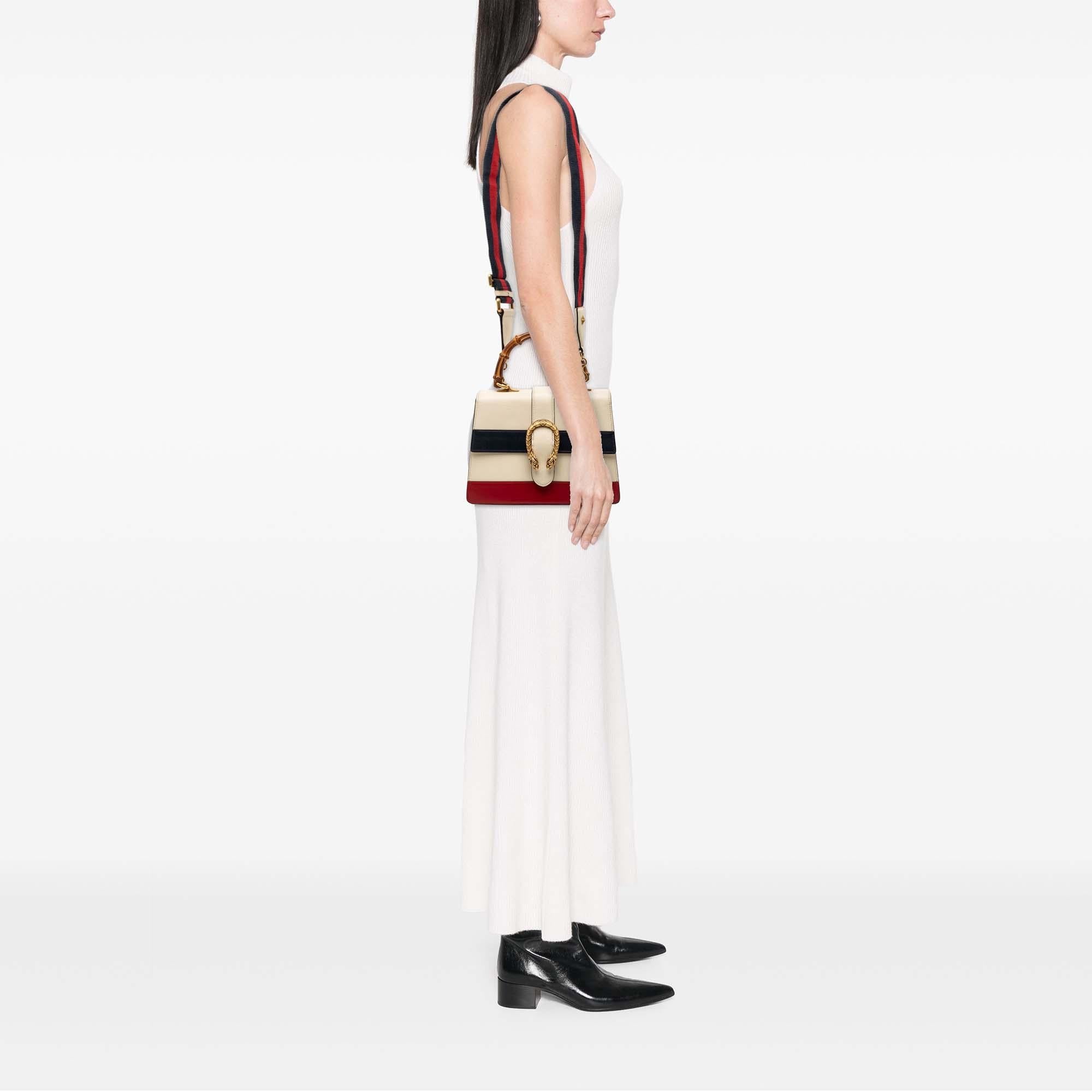 Gucci Medium Leather Bamboo Dionysus Web Satchel