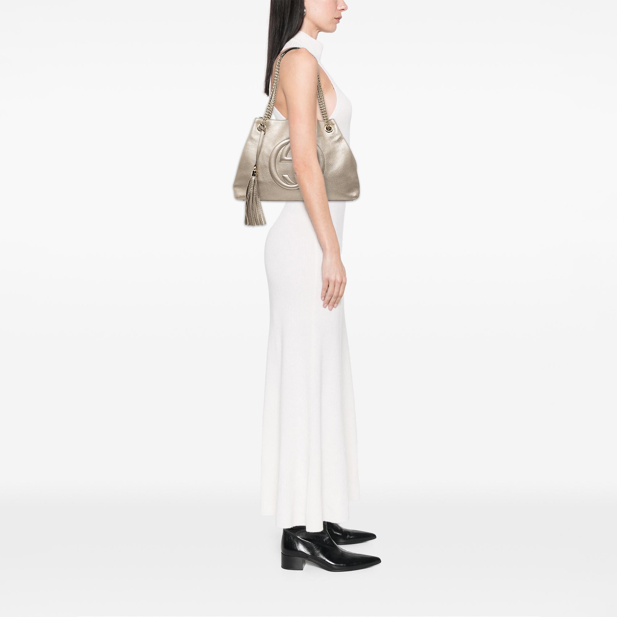 Gucci Medium Metallic Calfskin Soho Chain Tote